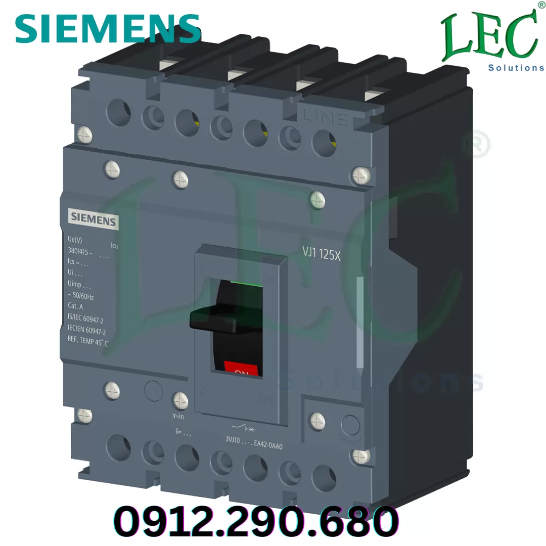 MCCB 3VJ10 4P 25A 25kA Adj Siemens