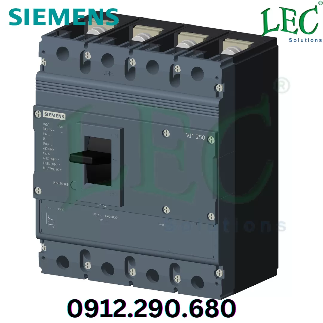 MCCB 3VJ12 4P 250A 55kA Adj Siemens